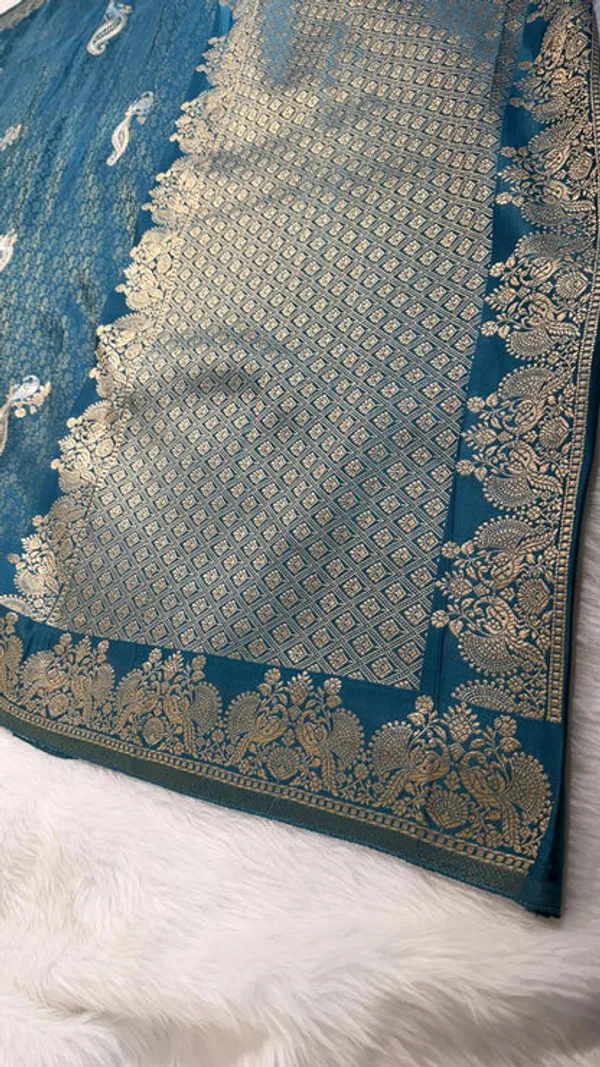 Teal_Semisilk_Banarasi_Saree