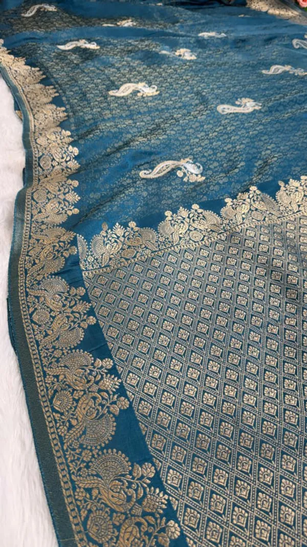 Teal_Semisilk_Banarasi_Saree