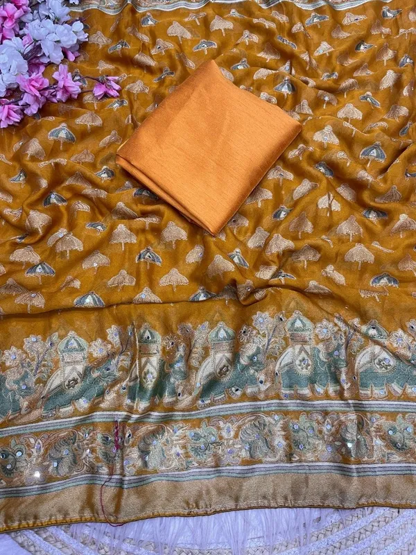 Yellow_Embellished_Chiffon_Saree