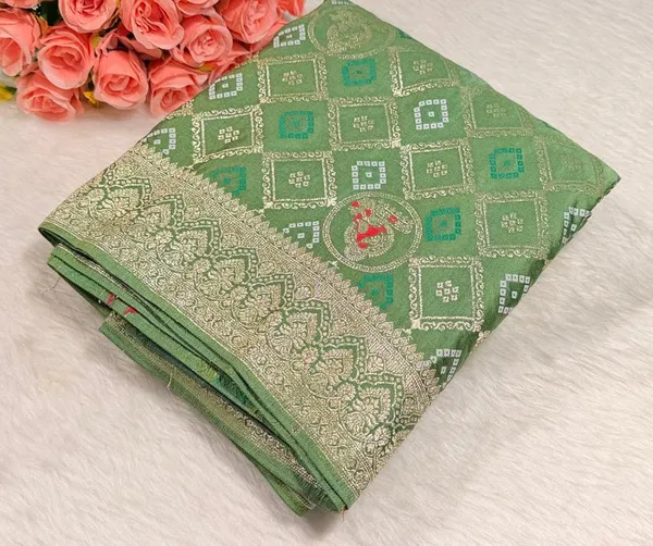Green_Satin_Banarasi_Saree