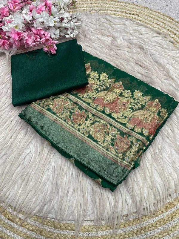 Green_Embellished_Chiffon_Saree