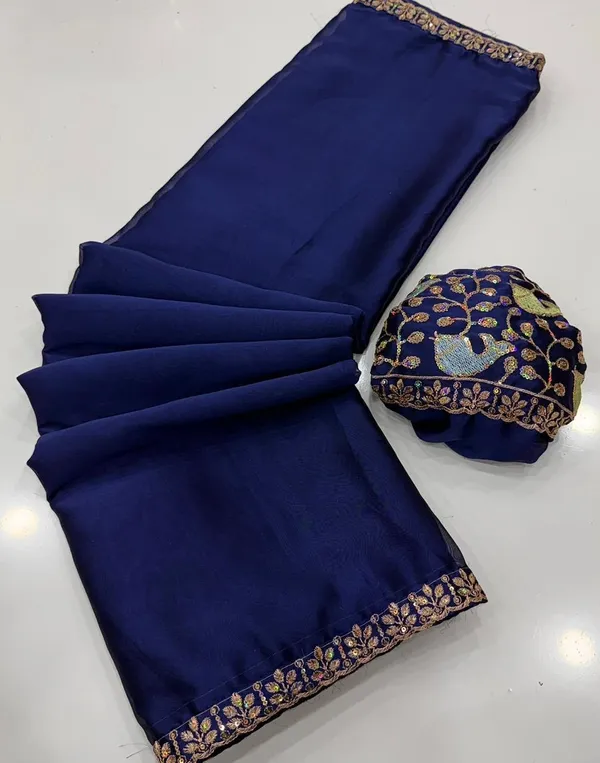 Blue_Sequins_Chiffon_Saree