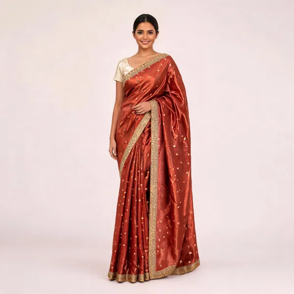 Rust_Tissue_Georgette_Saree