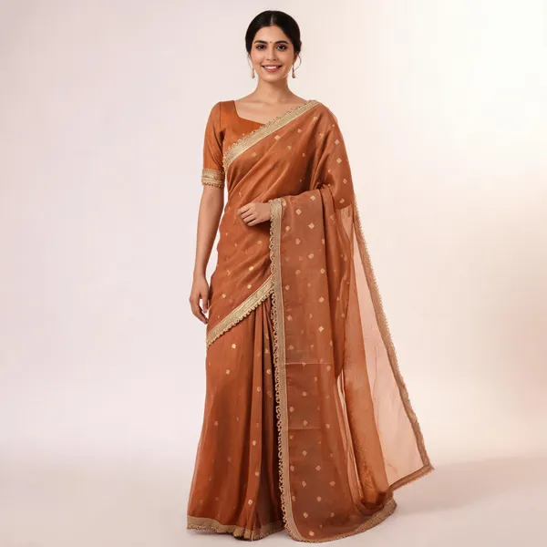 Orange_Tissue_Banarasi_Saree