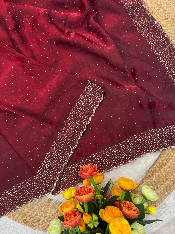 Maroon_Embellished_Fancy_Saree