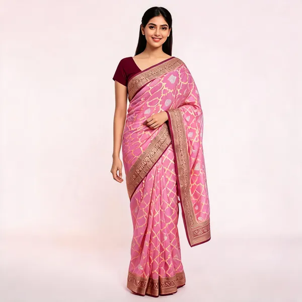 Onion_Pink_Georgette_Banarasi_Saree