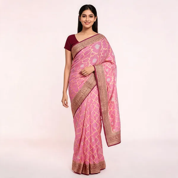 Onion_Pink_Georgette_Banarasi_Saree