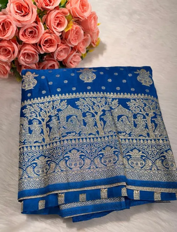 Blue_Satin_Banarasi_Saree