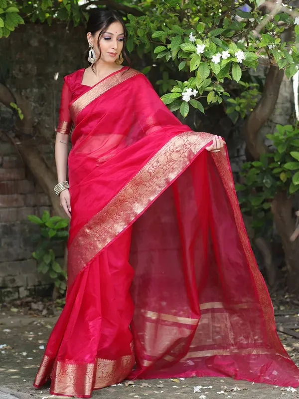 Red_Organza_Banarasi_Saree