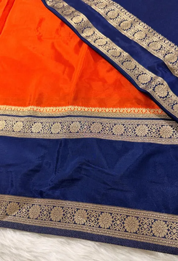 Orange_Semisilk_Banarasi_Saree
