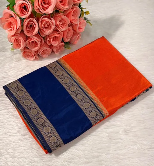 Orange_Semisilk_Banarasi_Saree