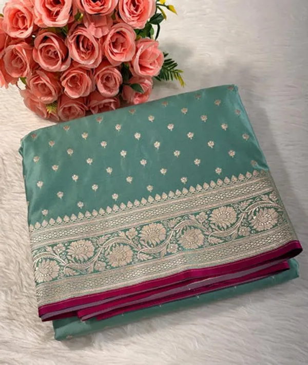 Aqua_Green_Mashru_Banarasi_Saree