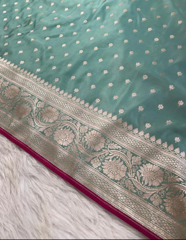 Aqua_Green_Mashru_Banarasi_Saree