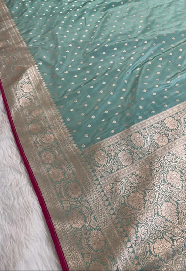 Aqua_Green_Mashru_Banarasi_Saree