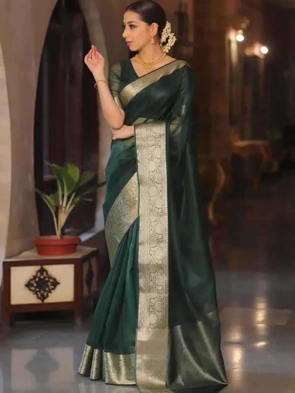 Green_Organza_Banarasi_Saree