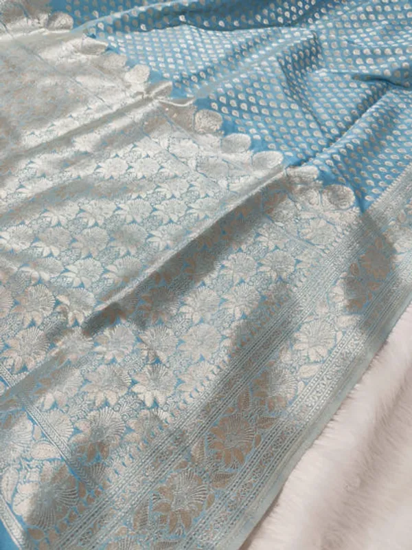 Sky_Blue_Semisilk_Banarasi_Saree