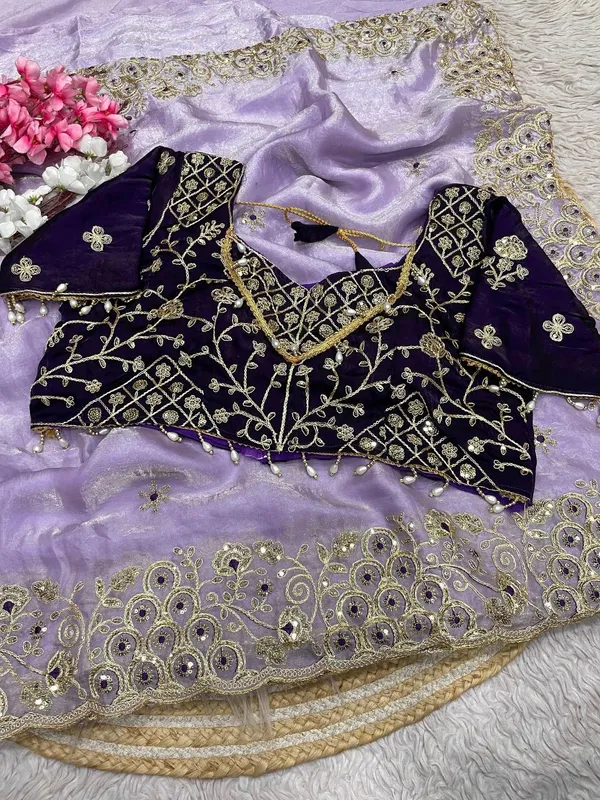Lavender_Sequins_Fancy_Saree