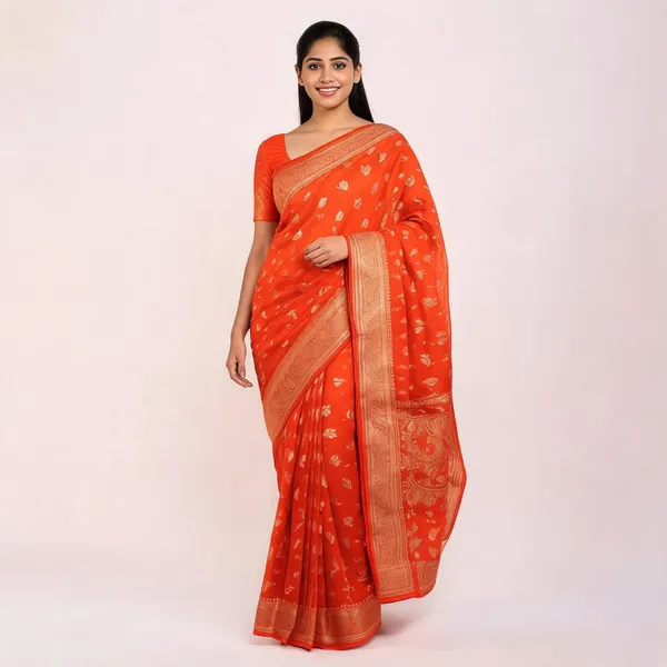 Orange_Georgette_Banarasi_Saree