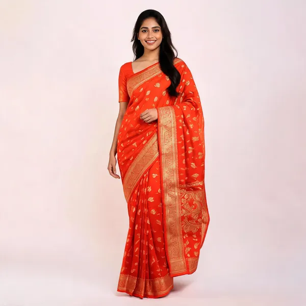 Orange_Georgette_Banarasi_Saree