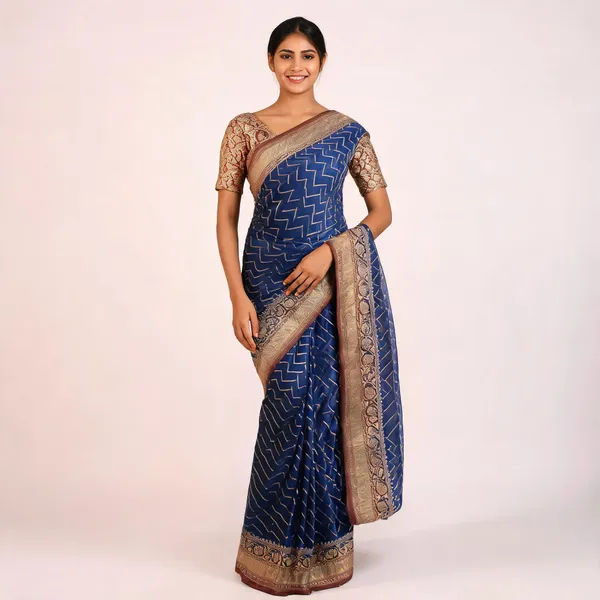 Deep_Blue_Georgette_Banarasi_Saree