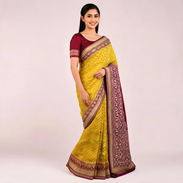 Mehendi_Green_Georgette_Banarasi_Saree