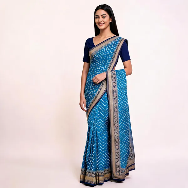 Blue_Georgette_Banarasi_Saree