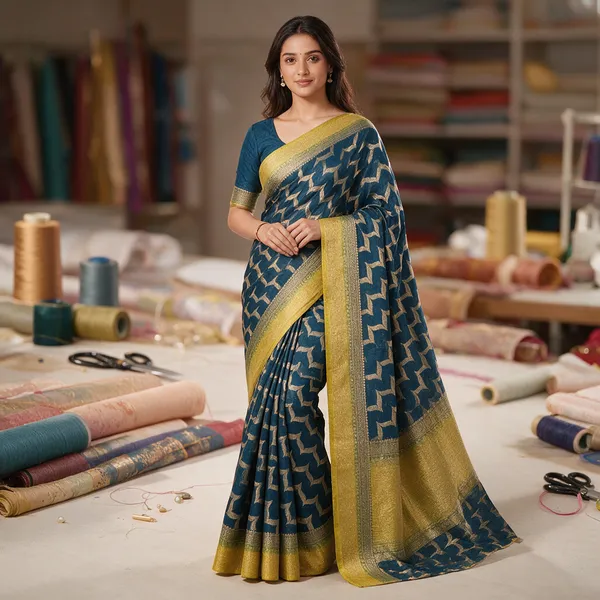 Teal_Blue_Georgette_Banarasi_Saree