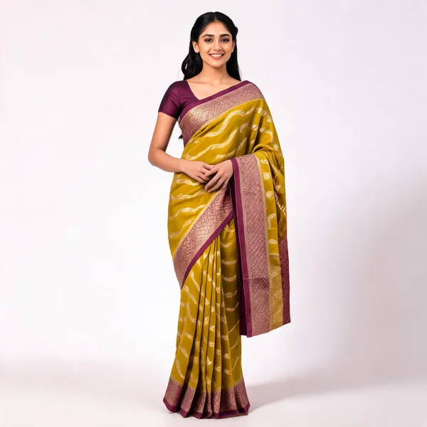 Green_Brown_Georgette_Banarasi_Saree