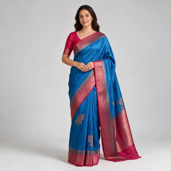 Blue_Semisilk_Banarasi_Saree