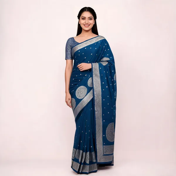 Deep_Blue_Semisilk_Banarasi_Saree