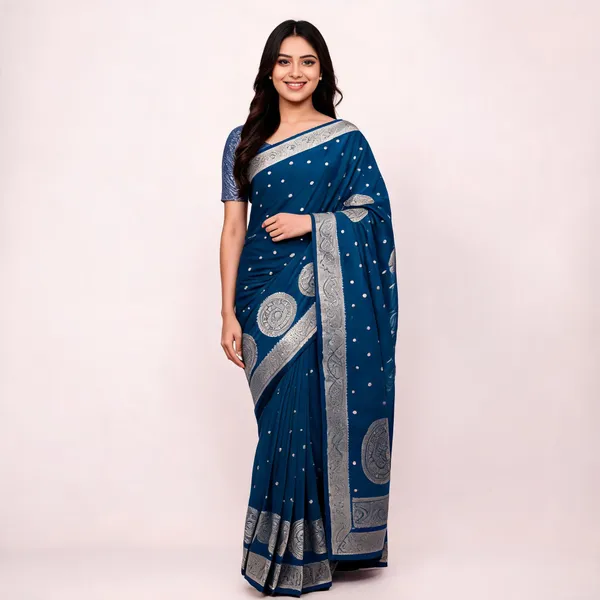 Deep_Blue_Semisilk_Banarasi_Saree