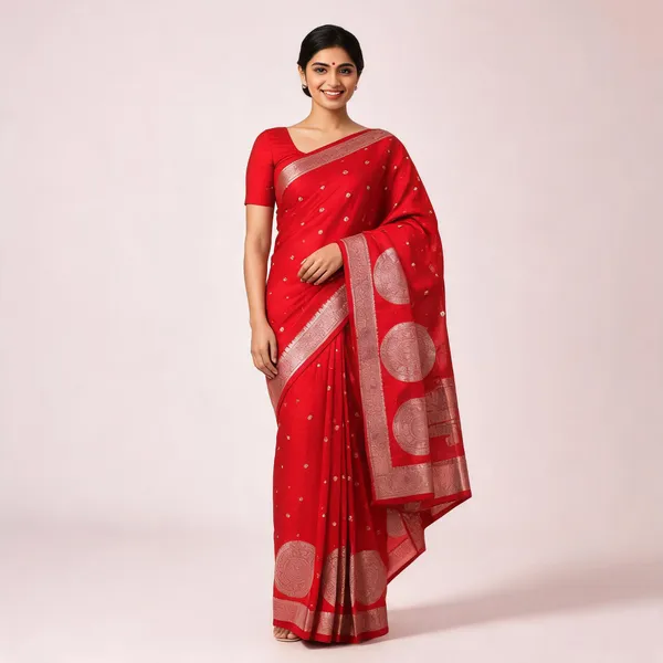 Sindoor_Red_Semisilk_Banarasi_Saree