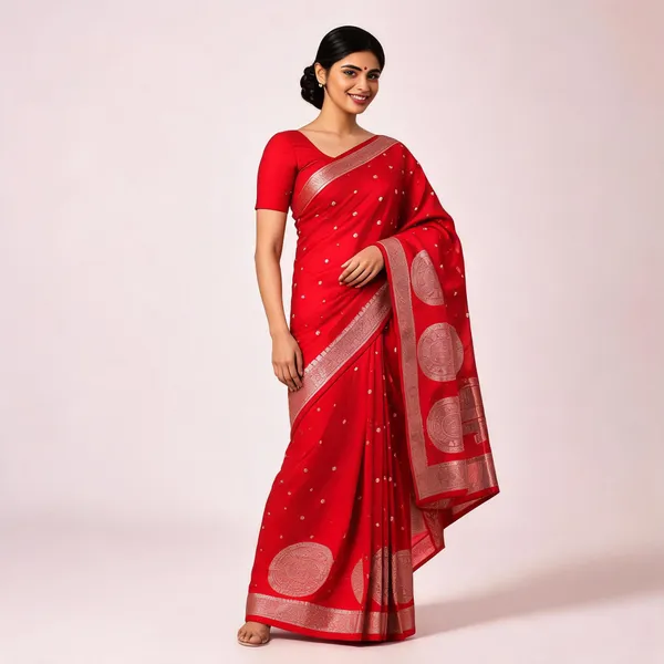 Sindoor_Red_Semisilk_Banarasi_Saree