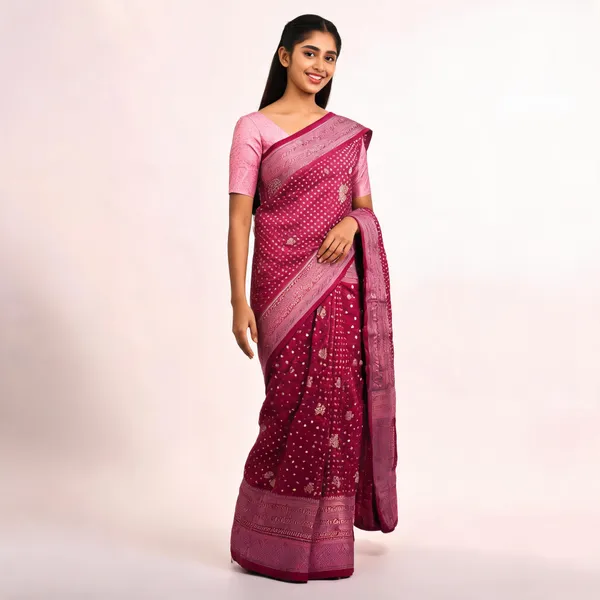 Magenta_Semisilk_Banarasi_Saree