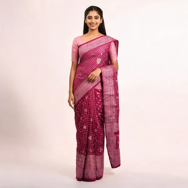 Magenta_Semisilk_Banarasi_Saree