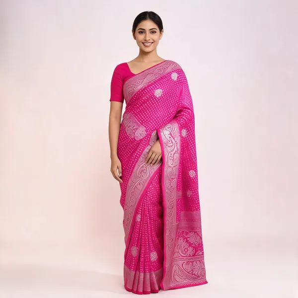 Rose_Pink_Semisilk_Banarasi_Saree
