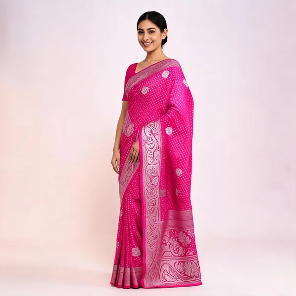 Rose_Pink_Semisilk_Banarasi_Saree