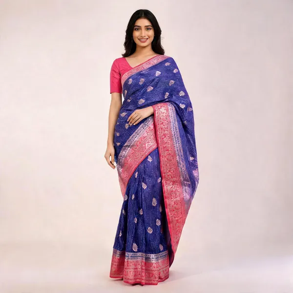 Purple_Pink_Semisilk_Banarasi_Saree