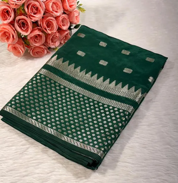 Bottle_Green_Semisilk_Banarasi_Saree