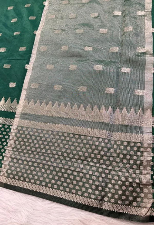 Bottle_Green_Semisilk_Banarasi_Saree