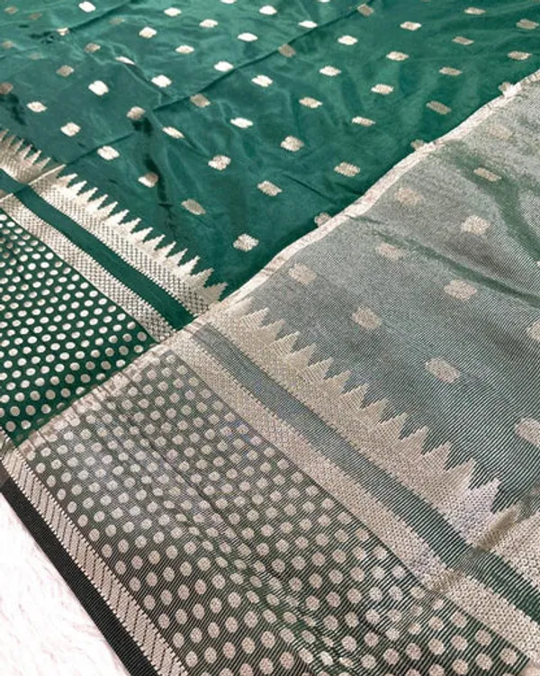 Bottle_Green_Semisilk_Banarasi_Saree