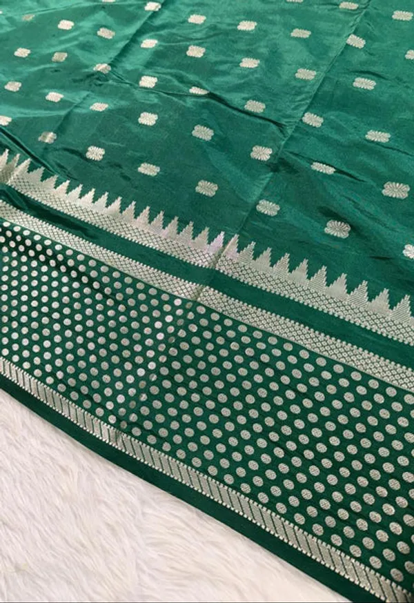 Bottle_Green_Semisilk_Banarasi_Saree