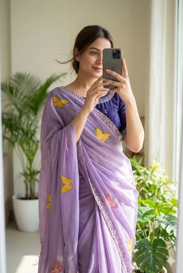 Purple_Butterfly_Chiffon_Saree