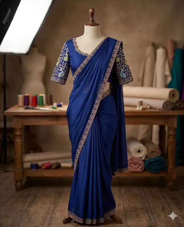 Blue_Sequins_Chiffon_Saree