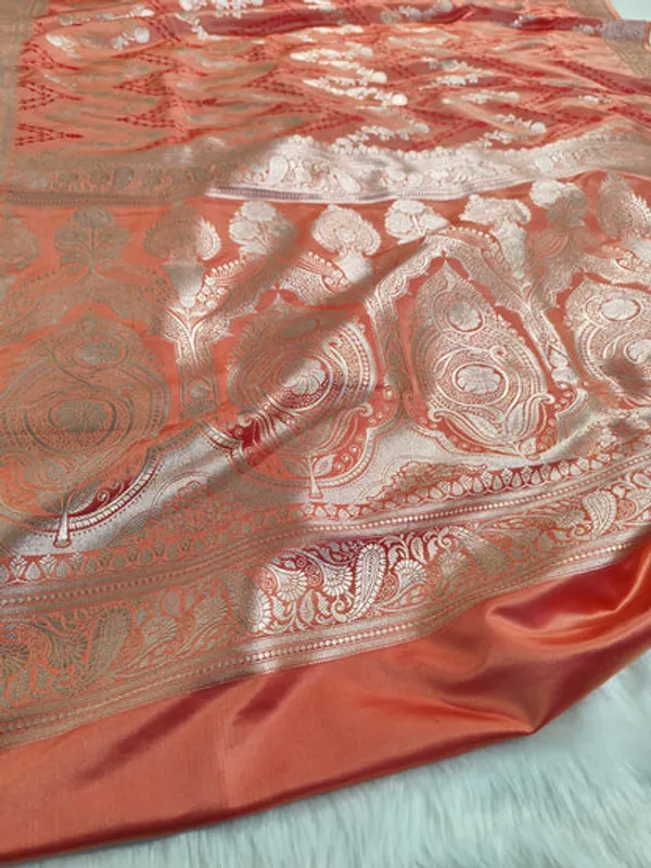 Peach_Pink_Mashru_Banarasi_Saree