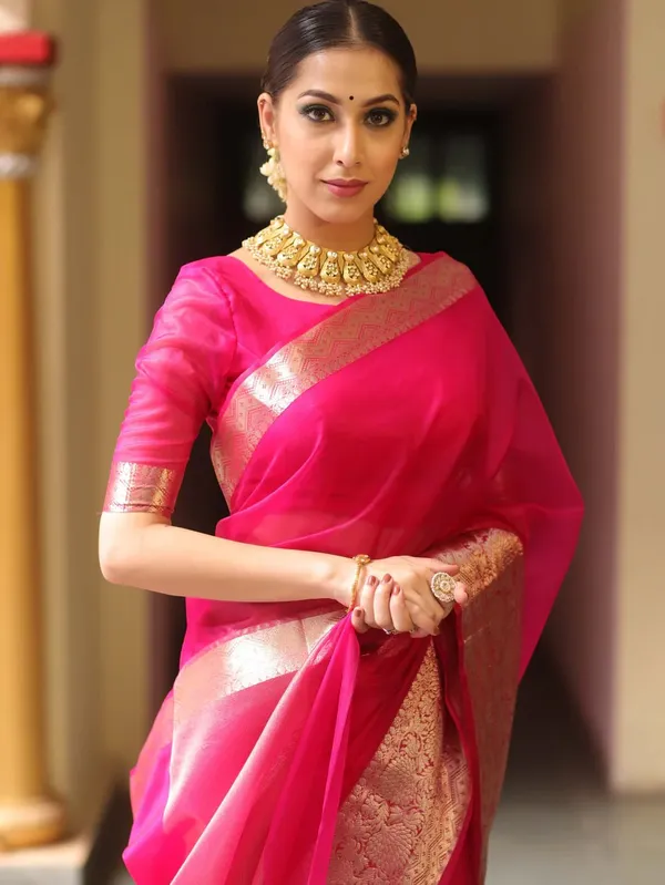 Pink_Organza_Banarasi_Saree
