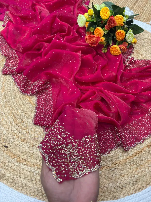 Rani_Pink_Embellished_Fancy_Saree