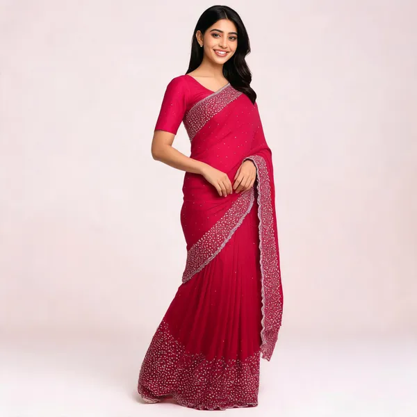 Rani_Pink_Embellished_Fancy_Saree