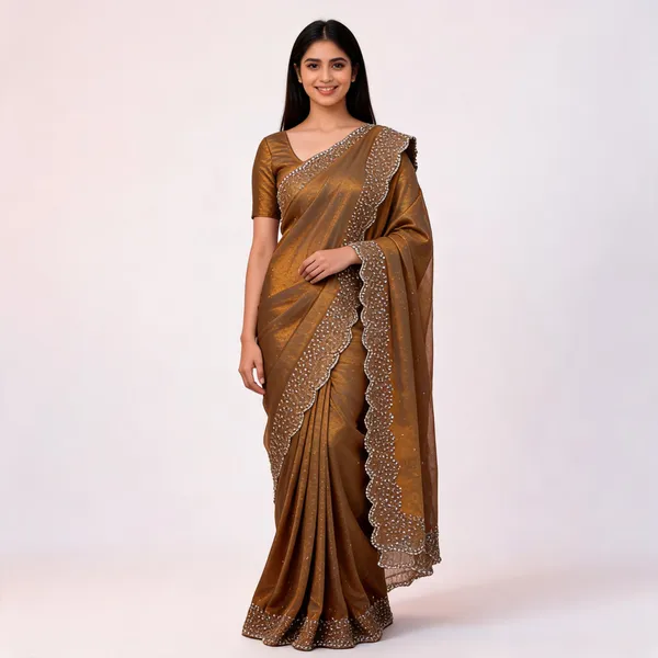 Brown_Embellished_Fancy_Saree