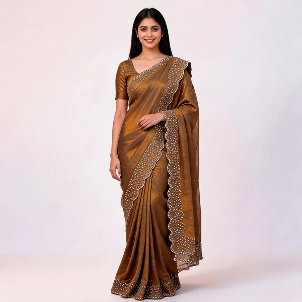 Brown_Embellished_Fancy_Saree